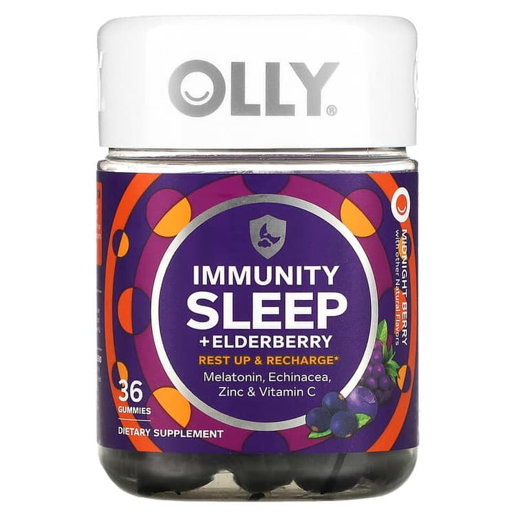 Olly Immunity Sleep + Elderberry Midnight Berry Flavor Rest Up & Recharge 36 Gummies