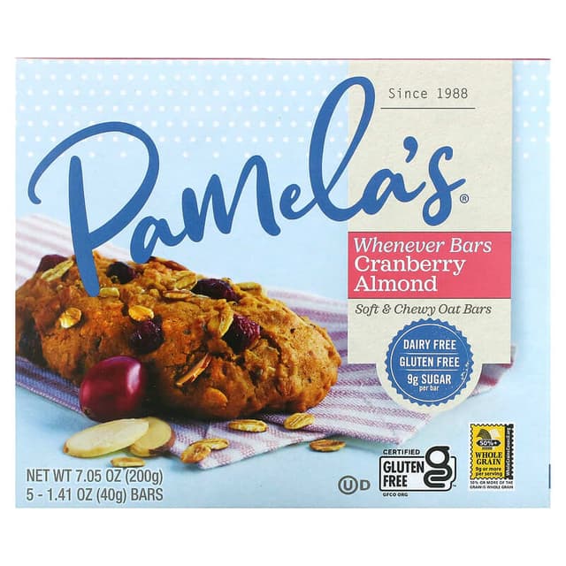 Is it Pistachio Free? Pamelas Whenever Bars Oat Cranberry Almond