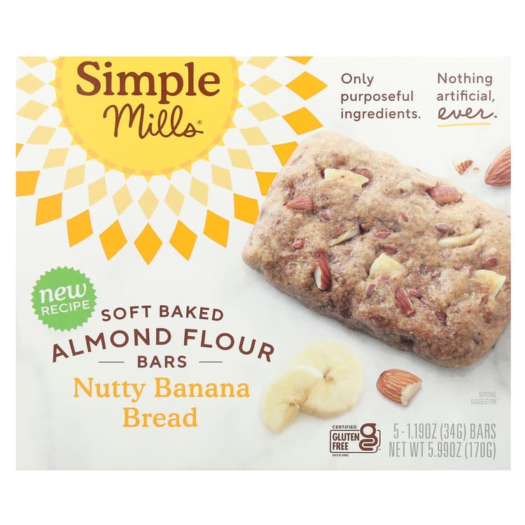 Simple Mills Nutty Banana Bread Soft Baked Almond Flour Bars