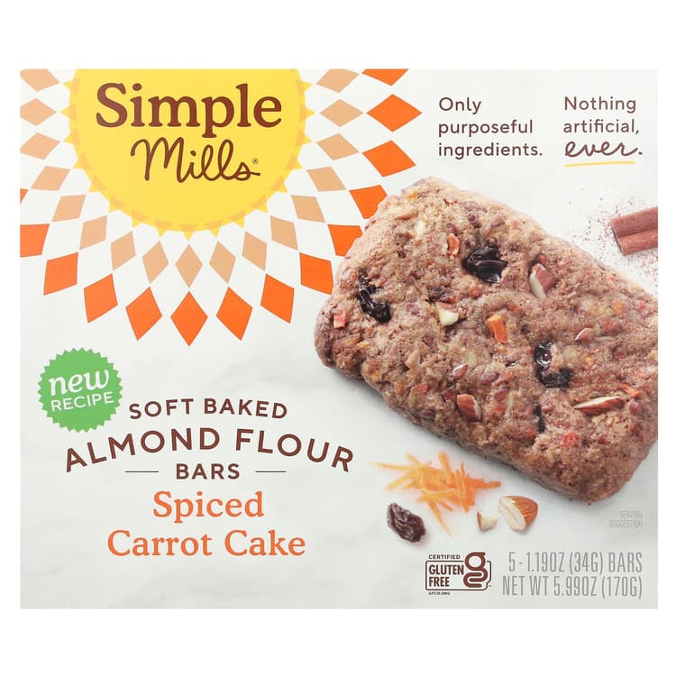 Simple Mills Soft Baked Almond Flour Bars, Spiced Carrot Cake