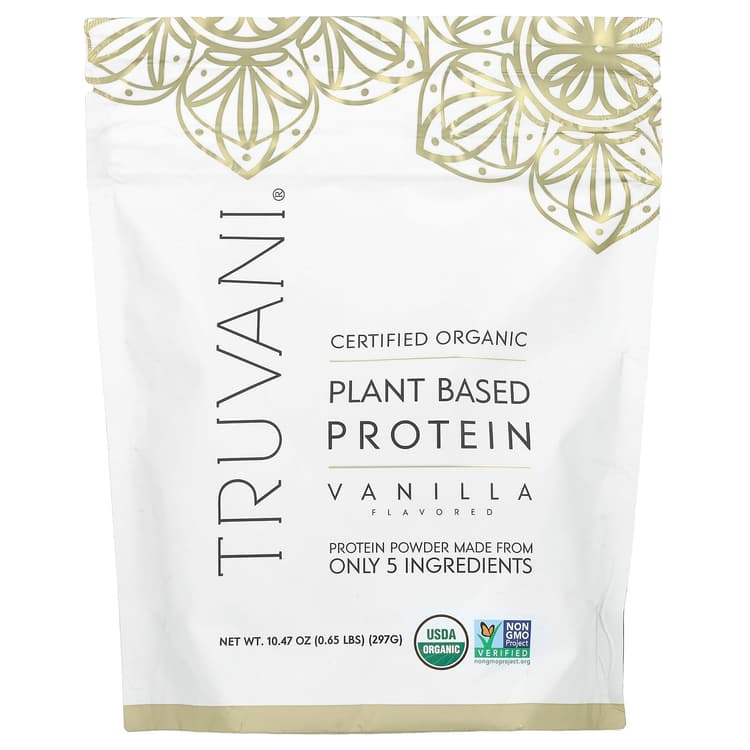 Truvani Certified Organic Plant Based Vanilla Protein Powder