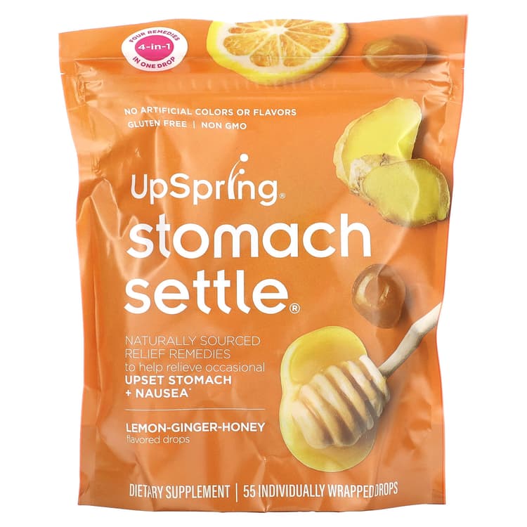 Upspring Stomach Settle Lemon-Ginger-Honey 55 Individually Wrapped Drops