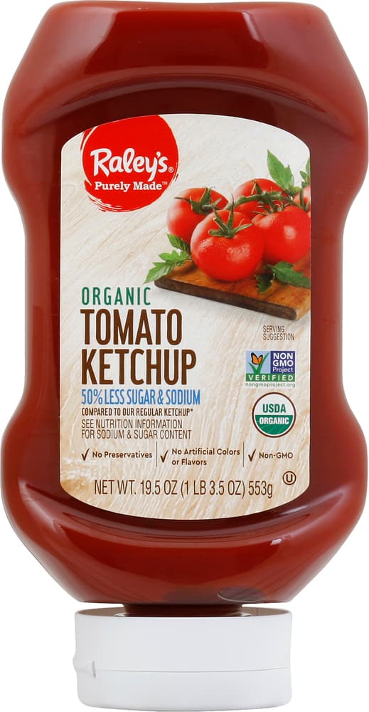 Raley'S Purely Made Organic Tomato Ketchup, Less Sugar And Sodium