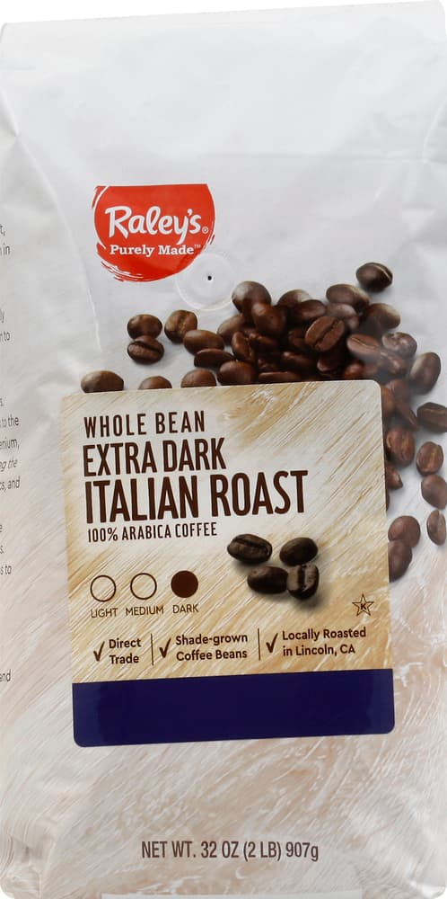 Raley'S Purely Made Italian 100% Arabica Extra Dark Roast Whole Bean Coffee