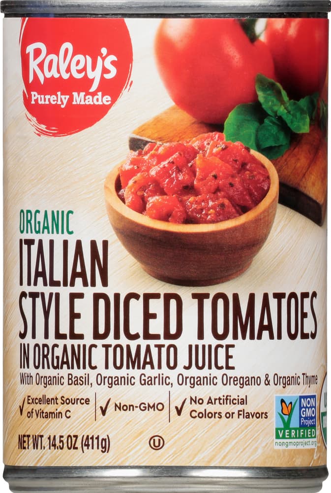 Raley'S Purely Made Organic Italian Style Diced Tomatoes In Organic Tomato Juice
