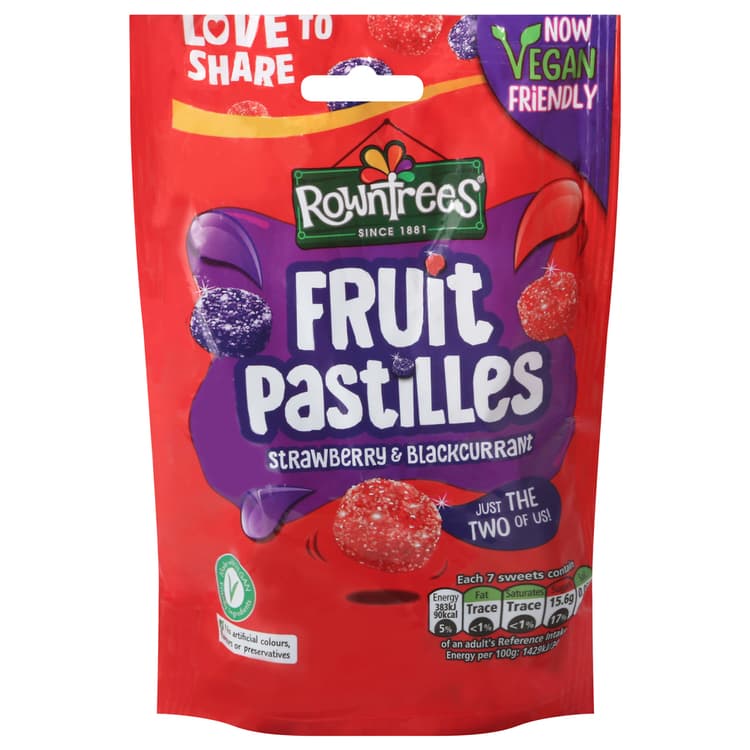 Rowntree'S Fruit Pastilles Candy Strawberry & Blackcurrant