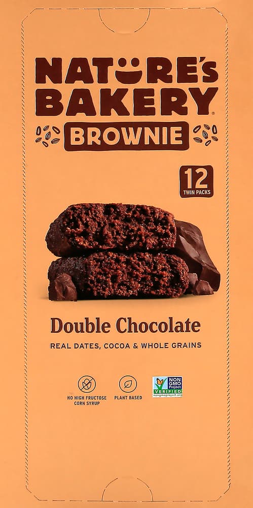Natures Bakery Brownie, Double Chocolate, 12 Twin