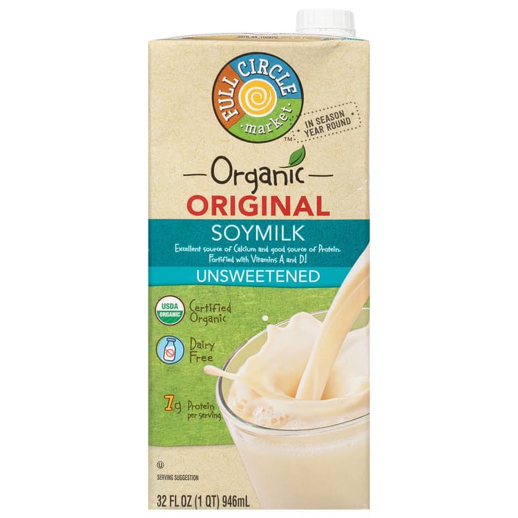 Full Circle Organic Soymilk Unsweetened Shelf Stable