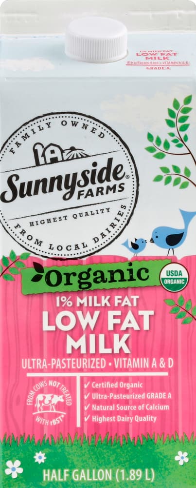 Sunnyside Farms Milk, Low Fat, Organic, 1% Milk Fat