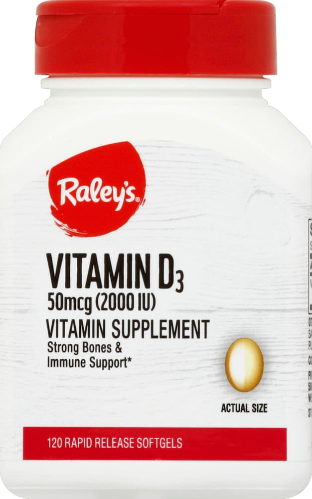 Raley'S Vitamin D3, 50 Mcg (2000 Iu), Softgels