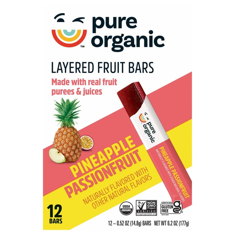 Pure Organic Layered Fruit Bars, Pineapple Passionfruit