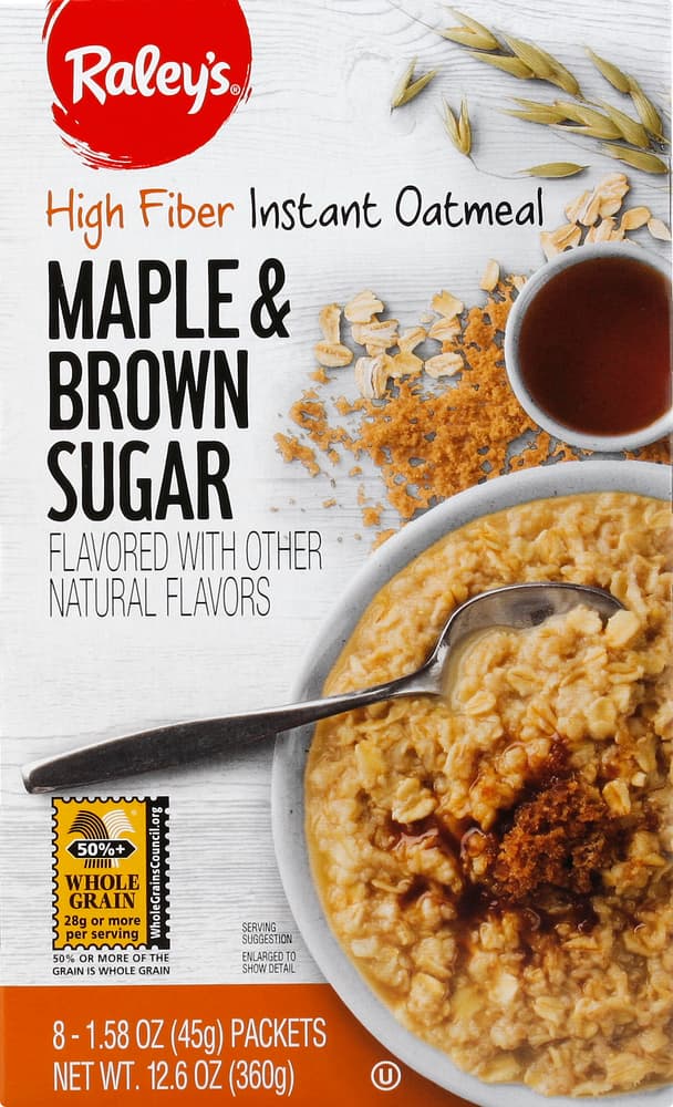 Raley'S Instant Oatmeal High Fiber Maple And Brown Sugar