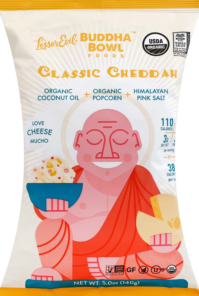 Lesserevil Buddha Bowl Foods Popcorn, Classic Cheddah