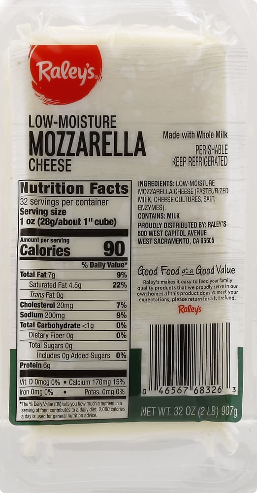 Raley'S Low-Moisture Mozzarella Cheese