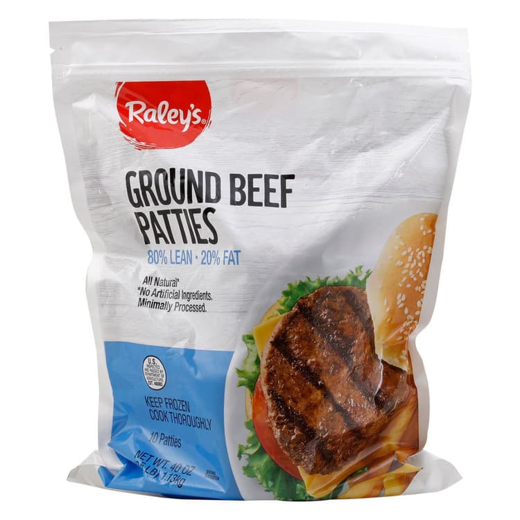 Raley'S Ground Beef Patties 80% Lean, 20% Fat