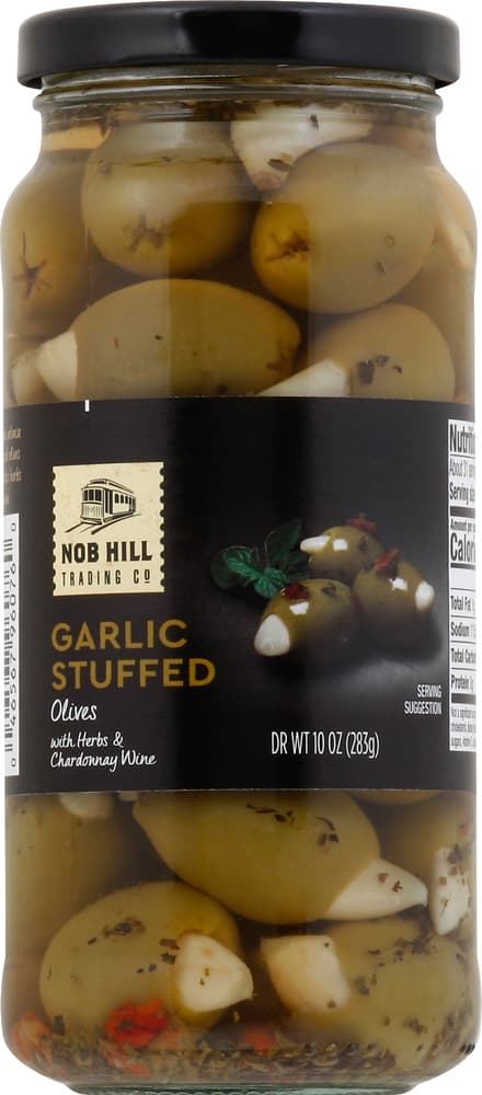 Nob Hill Trading Co Garlic Stuffed Olives With Herbs & Chardonnay Wine