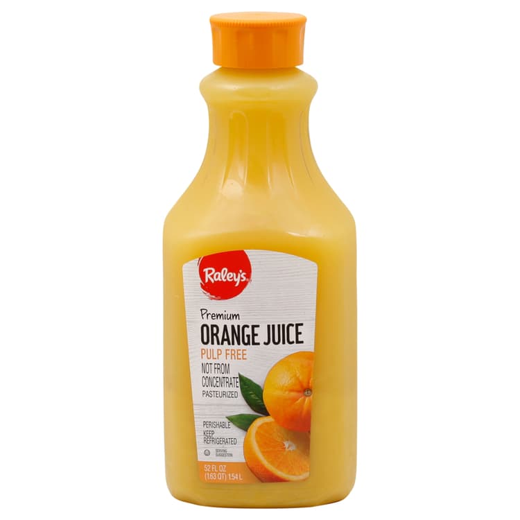 Raley'S Orange Juice, Pulp Free, Premium