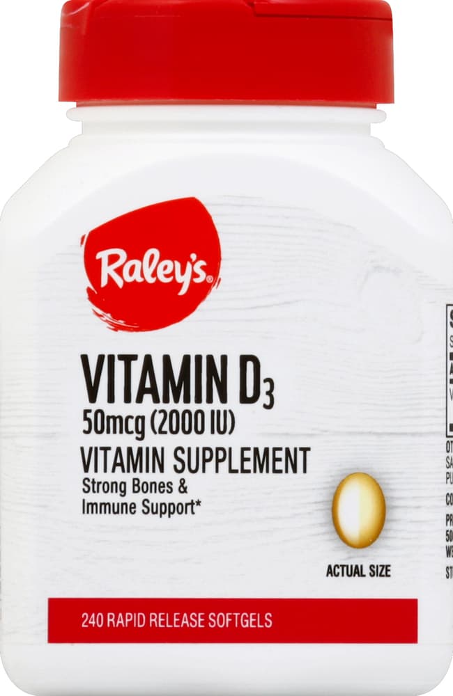 Raley'S Vitamin D3, Rapid Release, Softgels