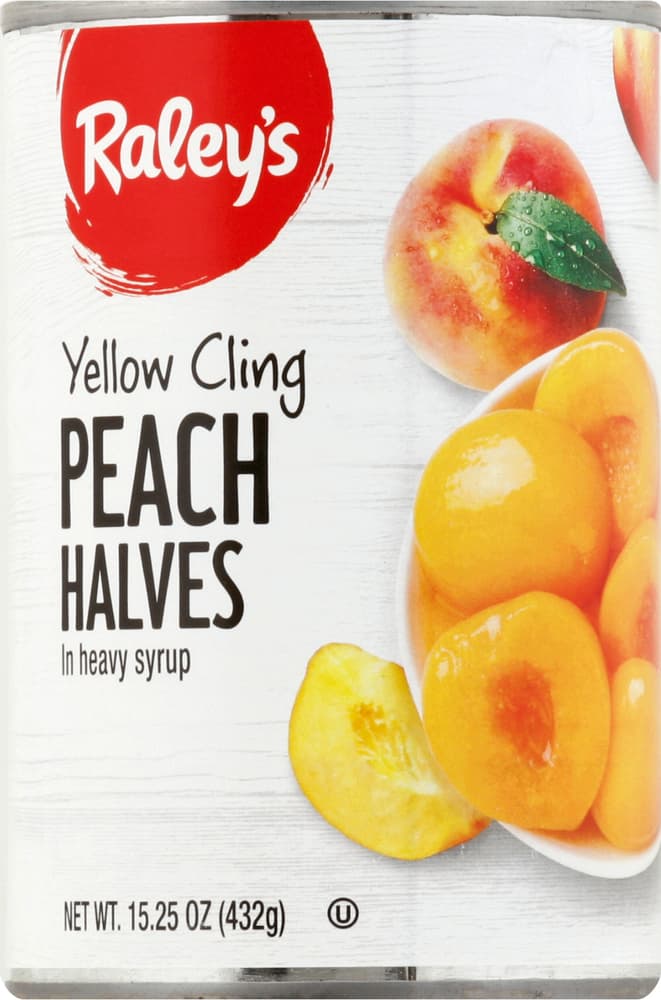 Raley'S Peach, In Heavy Syrup, Yellow Cling, Halves