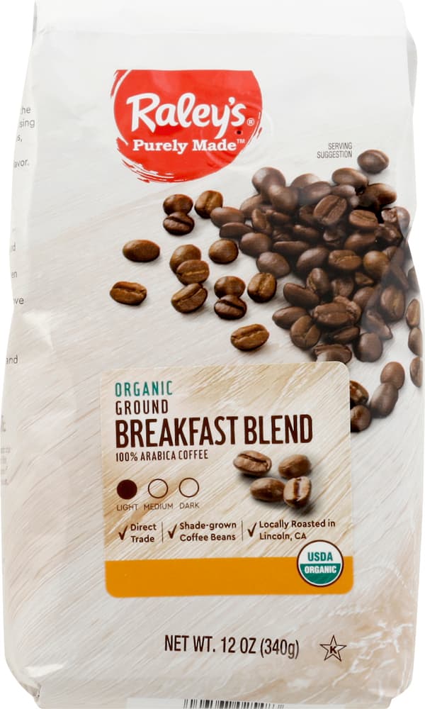 Raley'S Purely Made Organic Breakfast Blend 100% Arabica Light Roast Ground Coffee