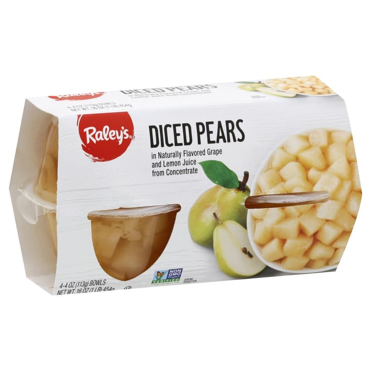Raley'S Diced Pears In Grape And Lemon Juice