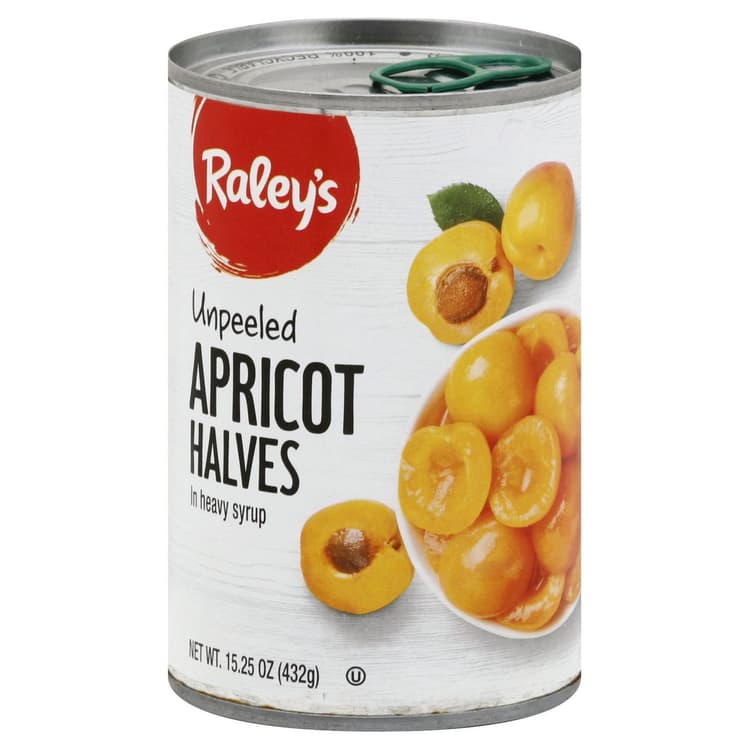 Raley'S Unpeeled Apricot Halves In Heavy Syrup