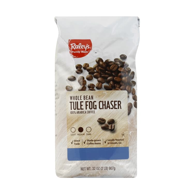 Raley'S Purely Made Tule Fog Chaser 100% Arabica Medium Roast Whole Bean Coffee