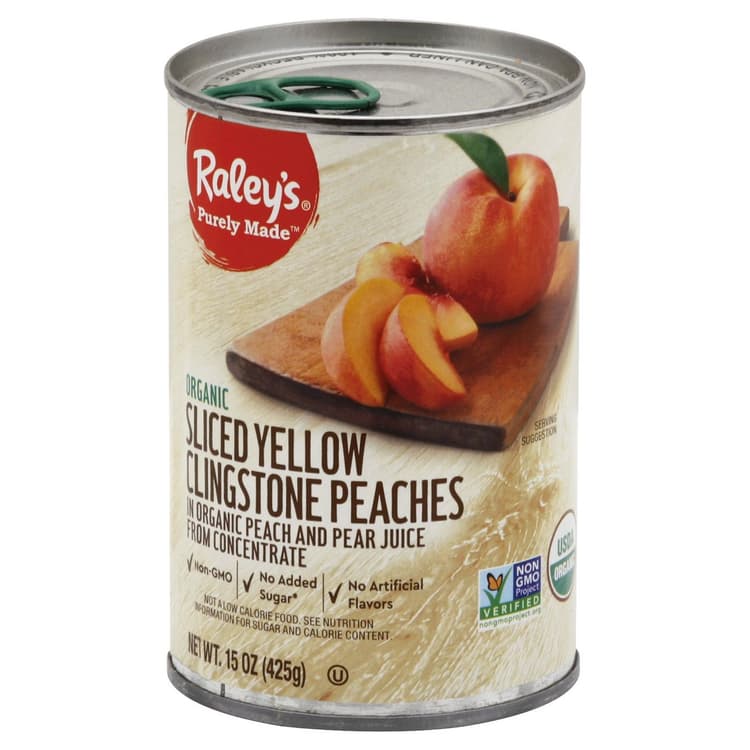 Raley'S Organic Yellow Clingstone Sliced Peaches