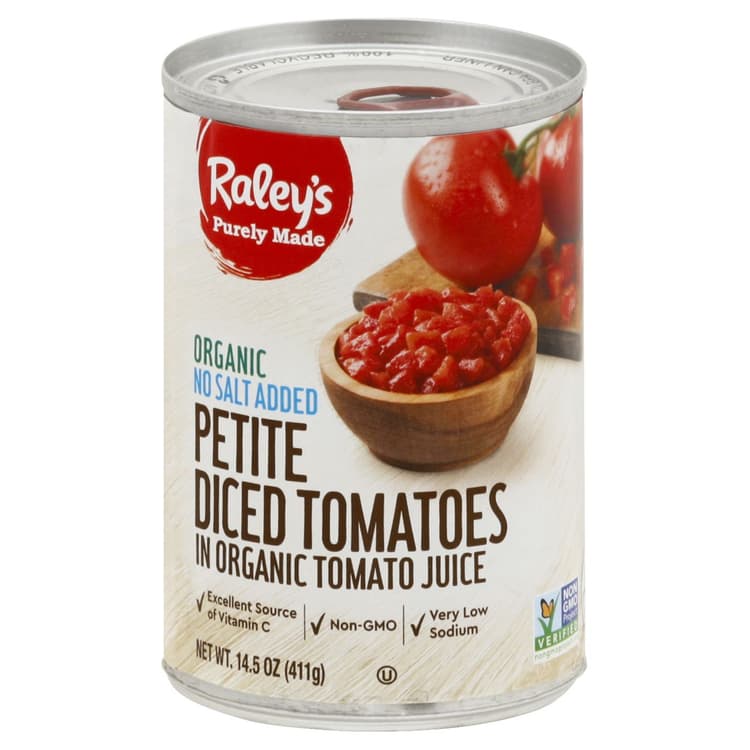 Raley'S Purely Made Organic No Salt Added Petite Diced Tomatoes In Organic Tomato Juice
