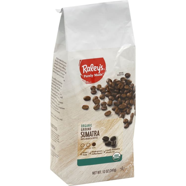 Raley'S Organic Sumatra 100% Arabica Dark Roast Ground Coffee