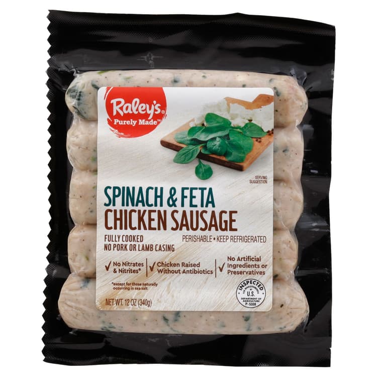 Raley'S Purely Made Spinach & Feta Chicken Sausage