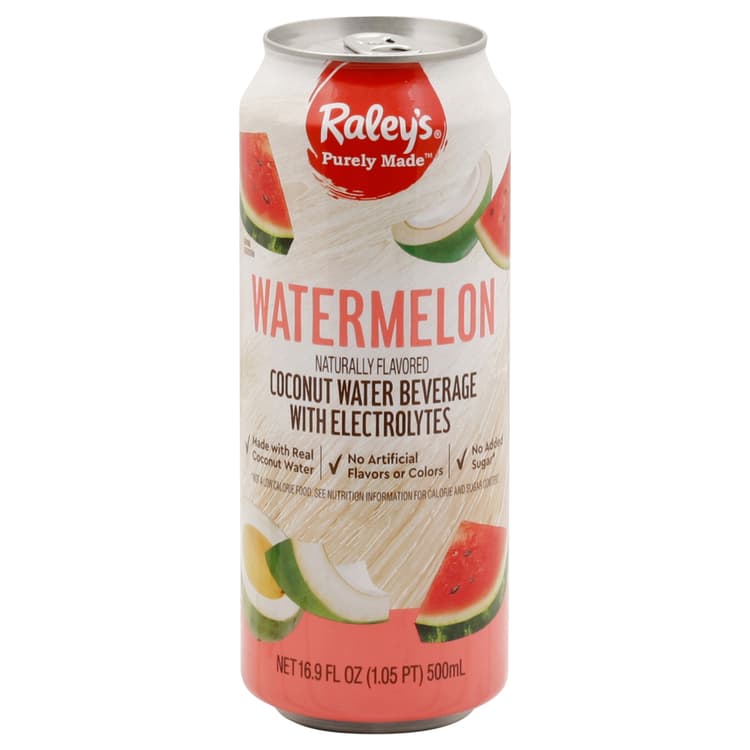 Raley'S Purely Made Coconut Water Beverage, With Electrolytes, Watermelon