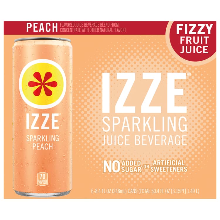 Izze Juice Beverage, Sparkling, Peach