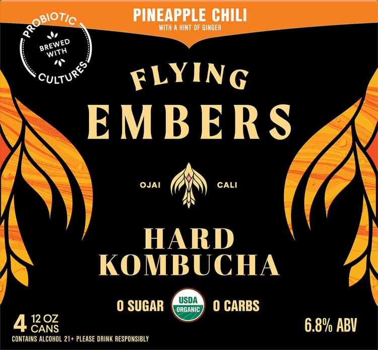 Flying Embers Hard Kombucha, Pineapple Chili