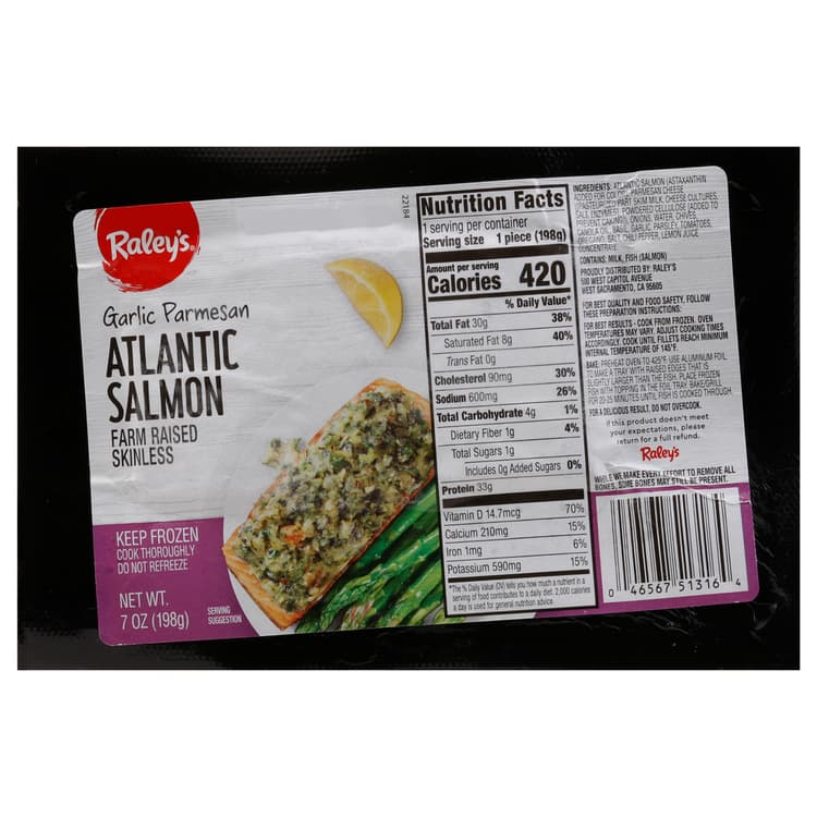 Raley'S Skinless Garlic Parmesan Atlantic Salmon