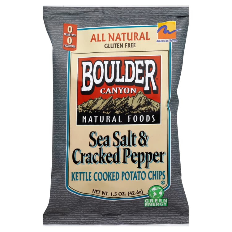 Boulder Canyon Natural Foods Potato Chips, Kettle Cooked, Sea Salt & Cracked Pepper