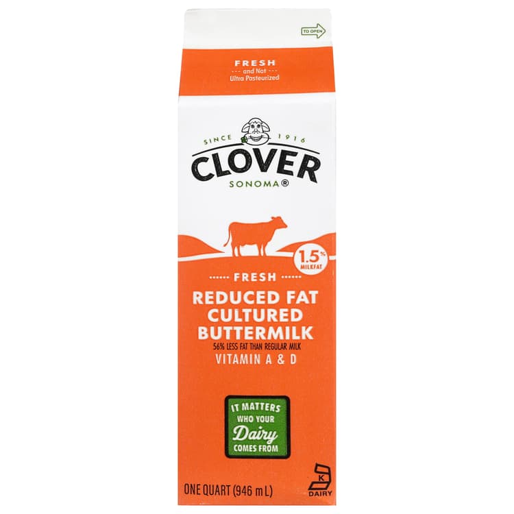 Clover Buttermilk, Cultured Low Fat, 1% Milkfat