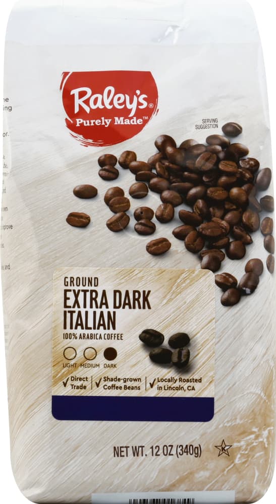 Raley'S Italian 100% Arabica Extra Dark Roast Ground Coffee
