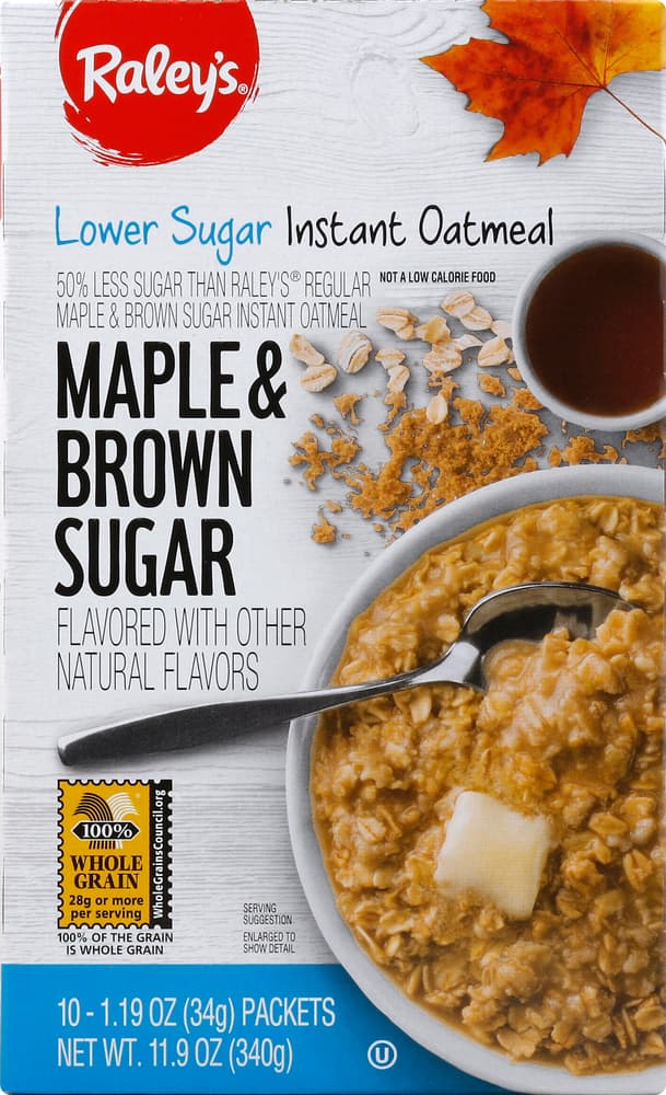 Raley'S Instant Oatmeal Lower Sugar Maple And Brown Sugar