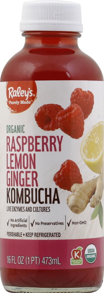 Raley'S Kombucha, Organic, Raspberry Lemon Ginger