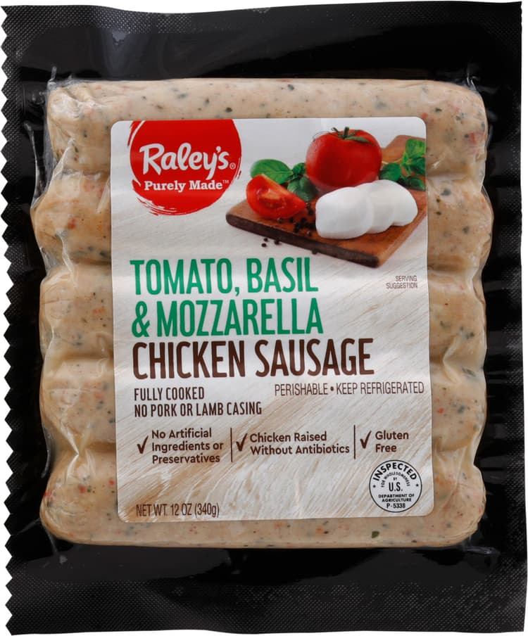 Raley'S Purely Made Tomato, Basil & Mozzarella Chicken Sausage