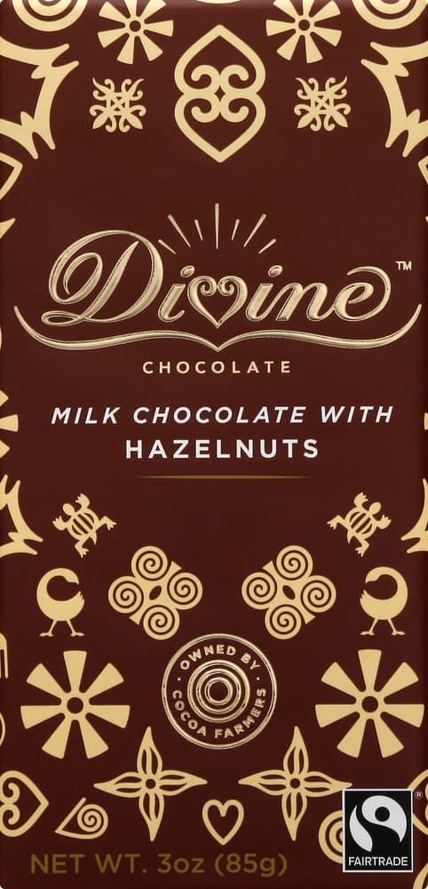 Divine Chocolate Milk Chocolate, With Hazelnuts