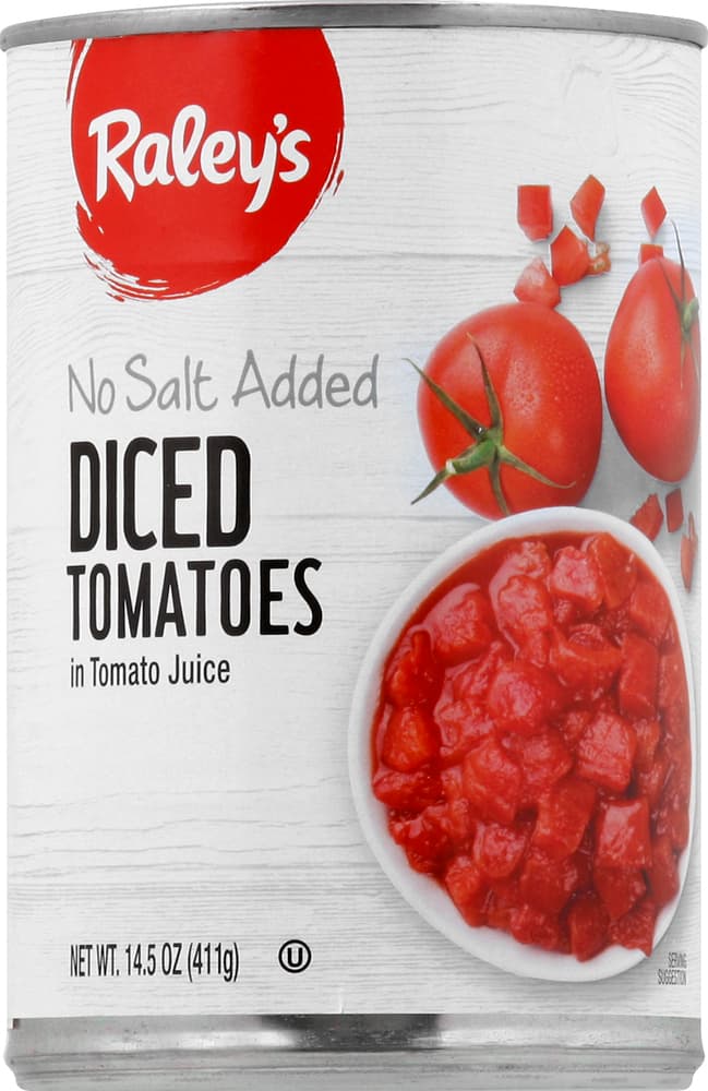 Raley'S No Salt Added Diced Tomatoes In Tomato Juice