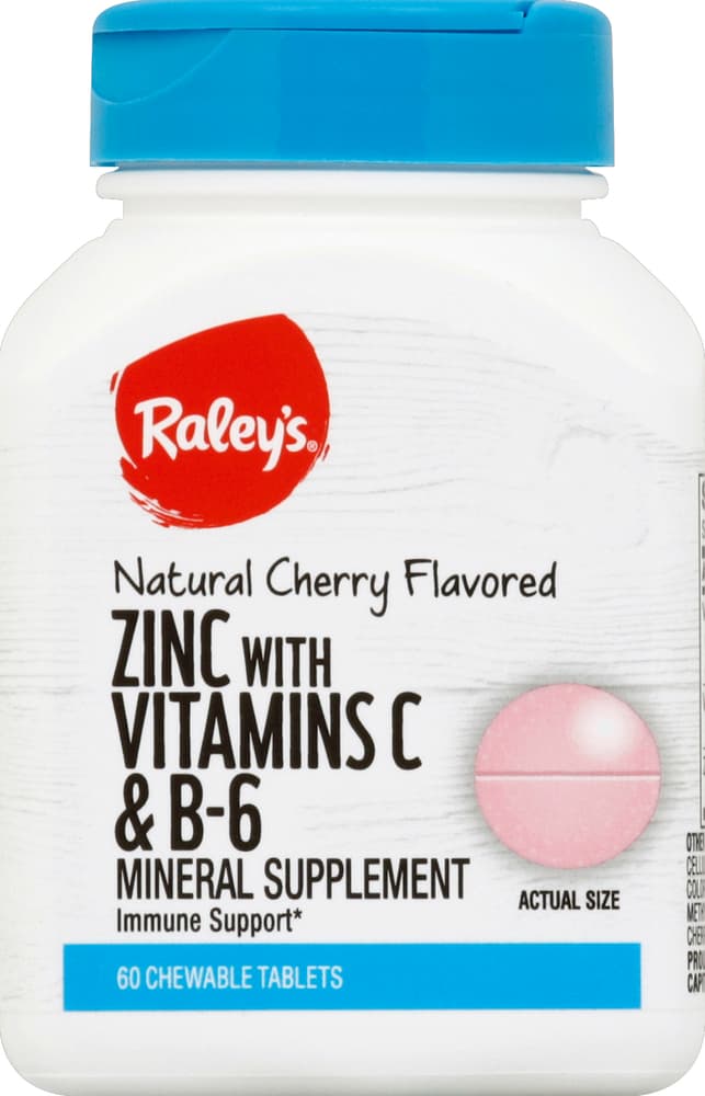 Raley'S Zinc, With Vitamins C & B-6, Chewable Tablets, Natural Cherry Flavored