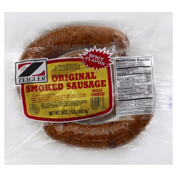 Zeigler Smoked Sausage, Original, Spicy Flavor
