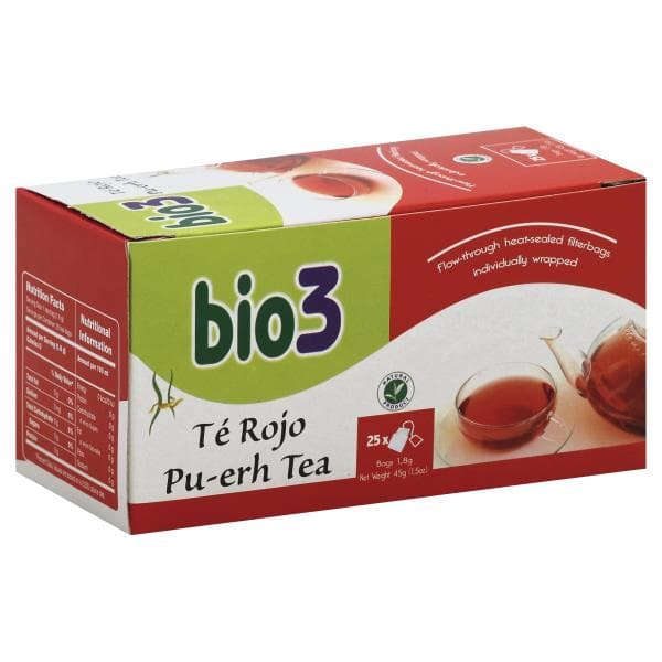 Bio3 Red Tea, Te Rojo Pu-Erh, Filterbags