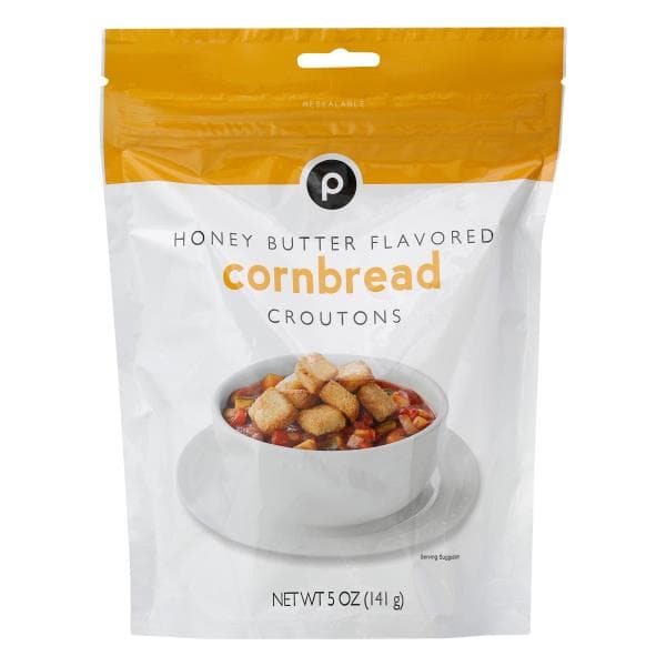 Publix Croutons, Honey Butter Flavored, Cornbread