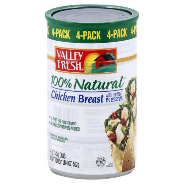Valley Fresh Chicken Breast, In Broth, 100% Natural, With Rib Meat