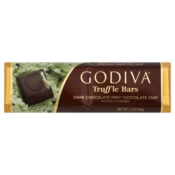 Godiva Chocolatier Truffle Bars, Dark Chocolate Mint Chocolate Chip