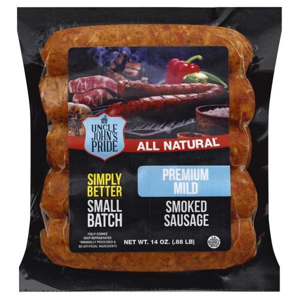 Uncle Johns Pride Sausage, Smoked, Premium Mild
